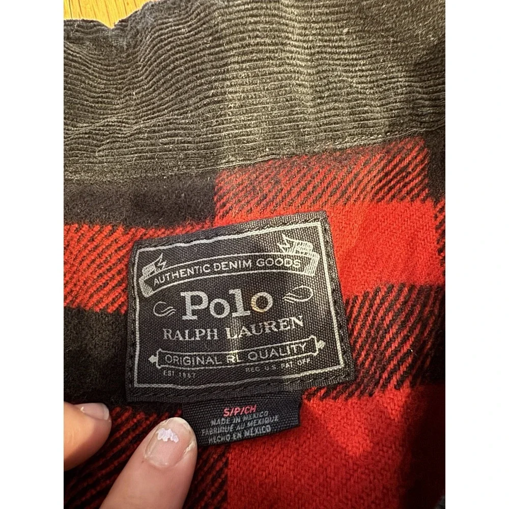 Polo Ralph Lauren Black Denim Trucker Jacket Womens S Buffalo Plaid Lined - Picture 6 of 12